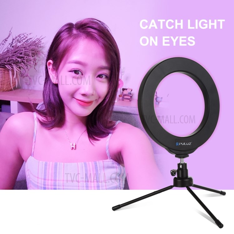 PULUZ 6.2 inch 16cm USB 10 Modes 8 Colors RGBW Dimmable LED Ring Vlogging Photography Video Lights with Cold Shoe Tripod Ball Head-9