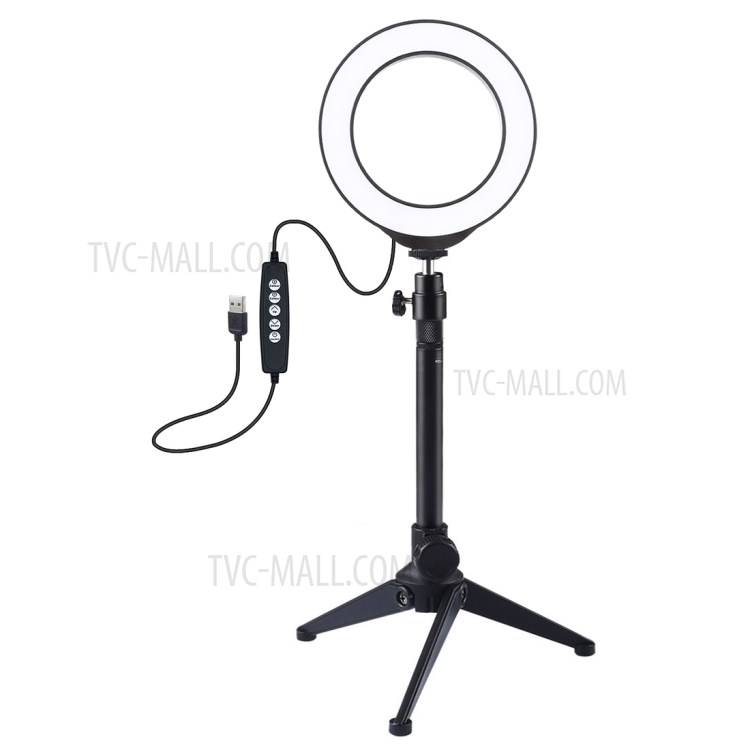 PULUZ 12cm Dimmable 8 Color RGBW LED Ring Photography Light Fill Light with Tripod PKT3049B-2