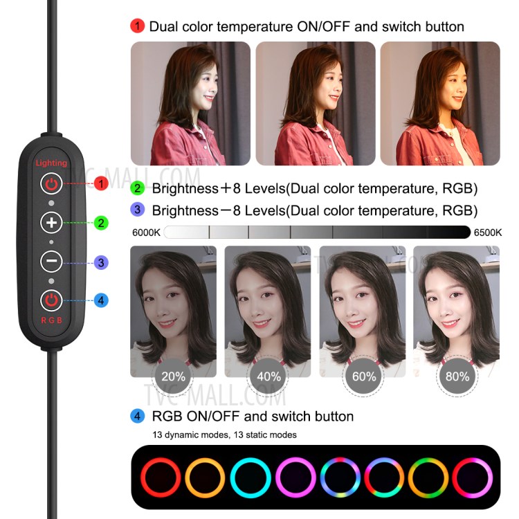 PULUZ 10.2-inch LED Ring Light with Phone Clip Phone Video Beauty Fill Light-5