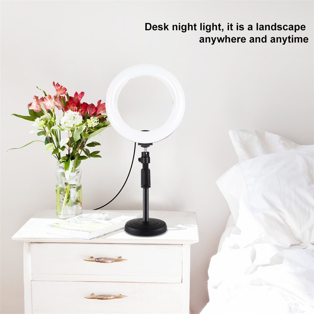 Anello Di Luce PULUZ PKT3078B 7.9 Pollici 20 Centimetri USB Dimmerabile Doppia Temperatura Di Colore Del LED Con Il Morsetto Telefono + Tavolo Rotondo Di Base Di Montaggio-10