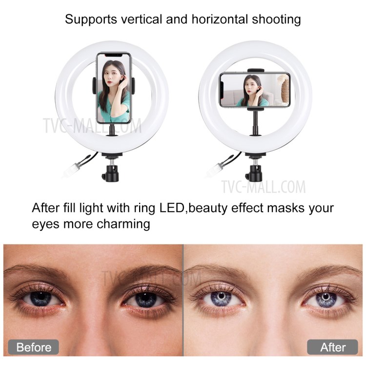 PULUZ PKT3080B 7.9-inch 20cm RGBW Light + Round Base Desktop Mount Dimmable Dual Color Temperature LED Fill Light Vlogging Selfie Photography Video Ring Lights with Phone Clamp-10