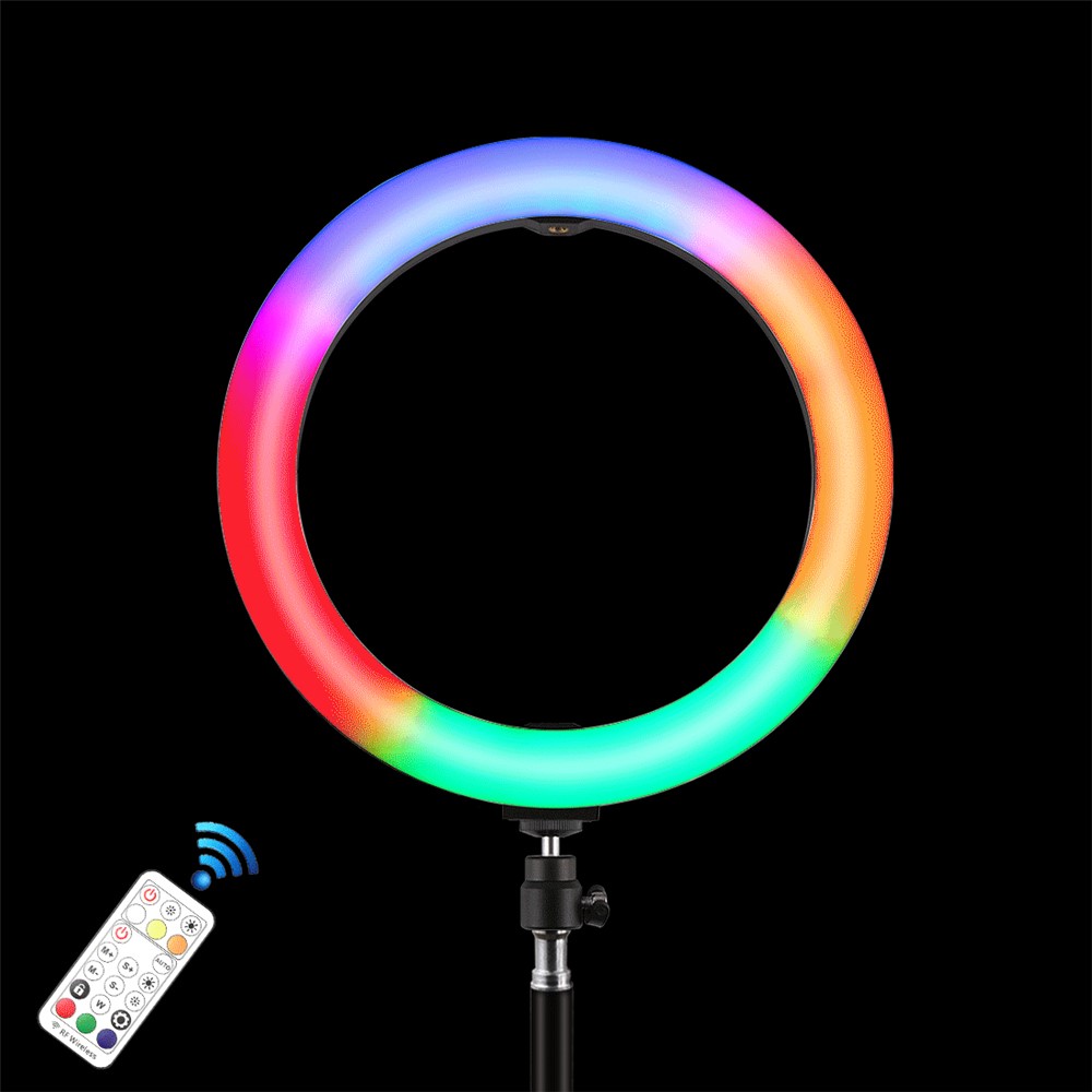 PULUZ PKT3081B Da 10.2 Pollici 26 Centimetri Tendone LED RGBWW Luce + 1,1 M Treppiede 168 Temperatura Luci Di Riempimento Del LED A Due Colori Dimmerabili Con Il Pattino Freddo Testa A Sfera Treppiedi & Telecomando & Morsetto Telefono-6