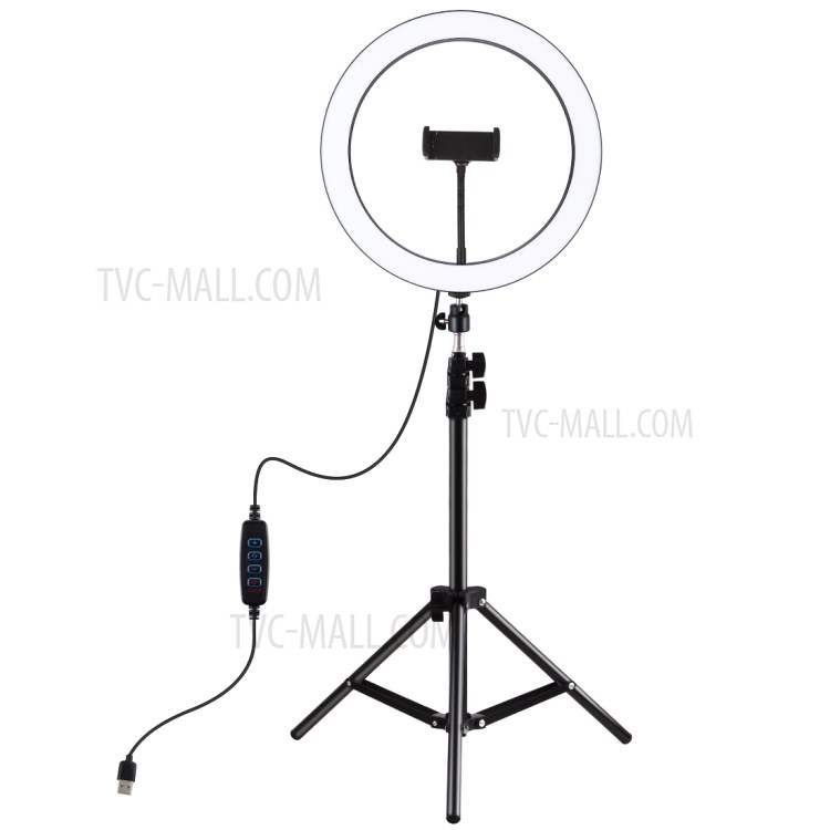 PULUZ PKT3056B 11,8 Pouces 30 cm Lumière de Bague + 1,1 m Montage de Trépied LED Fill Kits Broadcast Live Dire & Serrage Téléphonique