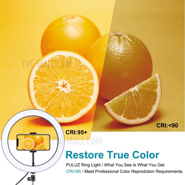 PULUZ PKT3056B 11,8-Zoll 30cm Ringlicht + 1.1m Dimmbare LED Aufhelllicht Live-Übertragung Kits Mit Kaltem Schuh Stativ-Kugelkopf Stativ & Telefonklemme-7