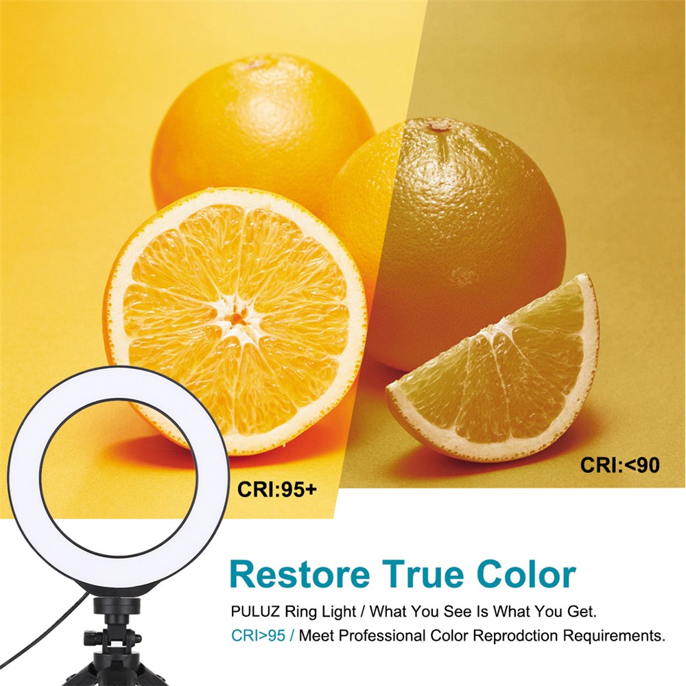 PULUZ PKT3059B 6.2-inch 16cm USB 3 Modes Dimmable Vlogging Photography Video LED Ring Lights + Tripod Mount Kit-9