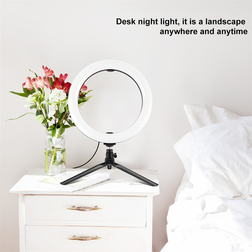 PULUZ PKT3072B 10.2-inch 26cm Dimmable Dual Color Temperature LED Curved Diffuse Light Photography Fill Lights with Phone Clamp and Selfie Remote Control-12