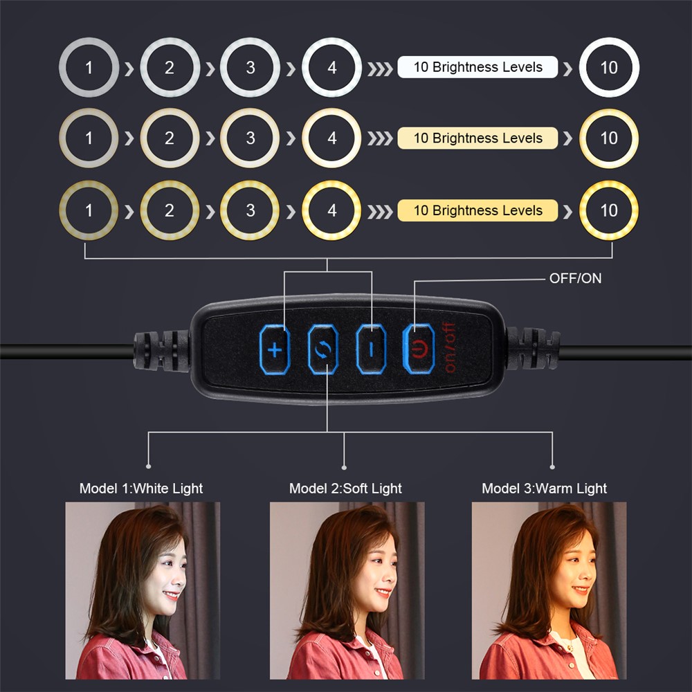 PULUZ PKT3072B 10.2-inch 26cm Dimmable Dual Color Temperature LED Curved Diffuse Light Photography Fill Lights with Phone Clamp and Selfie Remote Control-5