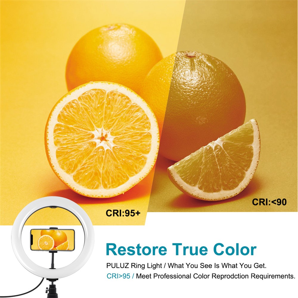 PULUZ PKT3072B 10.2-inch 26cm Dimmable Dual Color Temperature LED Curved Diffuse Light Photography Fill Lights with Phone Clamp and Selfie Remote Control-8