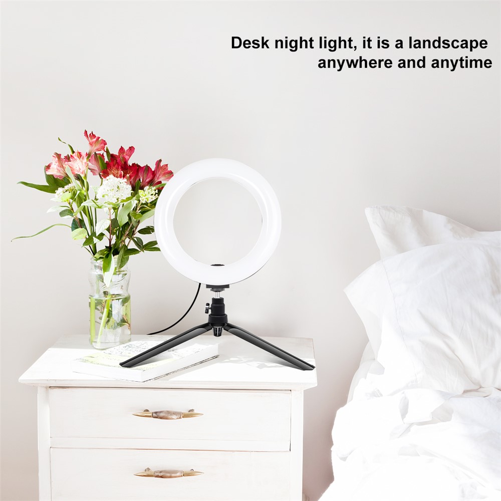 PULUZ PKT3073B 7.9-pollici Lampada Anello Da 20 Cm + Desktop Tripod Mount USB 3 Modalità Dimmable Dual Color Temperatura Vlogging Selfie Photography LED Anello Lights Con Morsetto Telefonico-11