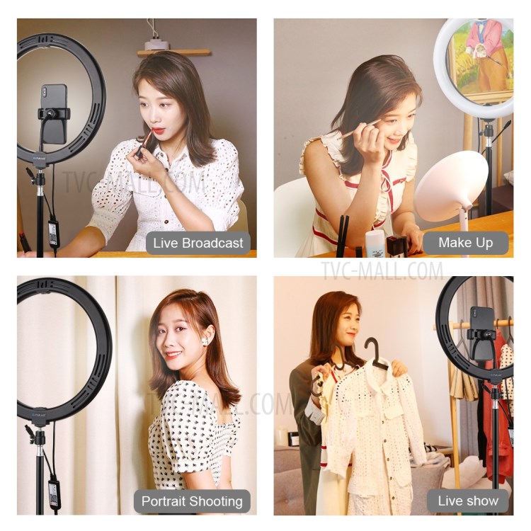 PULUZ PKT3050 12-inch RGB Light 1.1m Tripod Mount Dimmable Selfie Photography Video LED Ring Lights Live Broadcast Kits - US Plug-11