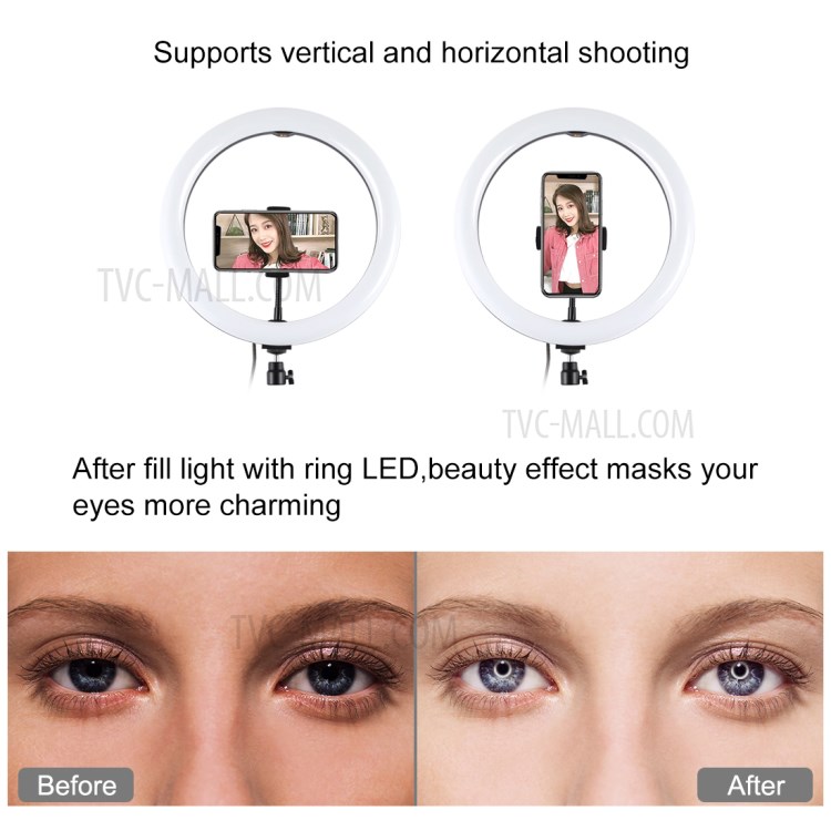 PULUZ PKT3050 12-inch RGB Light 1.1m Tripod Mount Dimmable Selfie Photography Video LED Ring Lights Live Broadcast Kits - US Plug-9