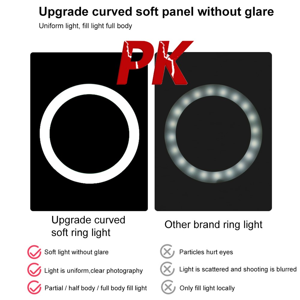 Pulluz 7.9-pollici ANELLO LED LED LED + 1.1M Treppiede Mount USB 3 Modalità Dimmable Dual Color Temperatura Temperatura A LED LED Curvo Anello Vlogging Selfie Fotografia Video Luci Con Morsetto Telefonico-7