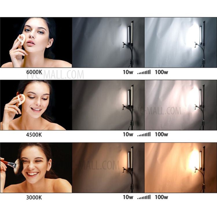 LED Lamp Makeup Photograpy Shooting Livestreaming Dimmable Double-arm Fill Light with Tripod-11