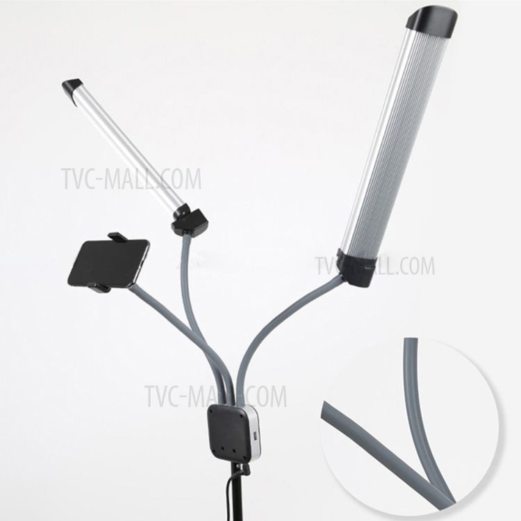 LED Lamp Makeup Photograpy Shooting Livestreaming Dimmable Double-arm Fill Light with Tripod-9