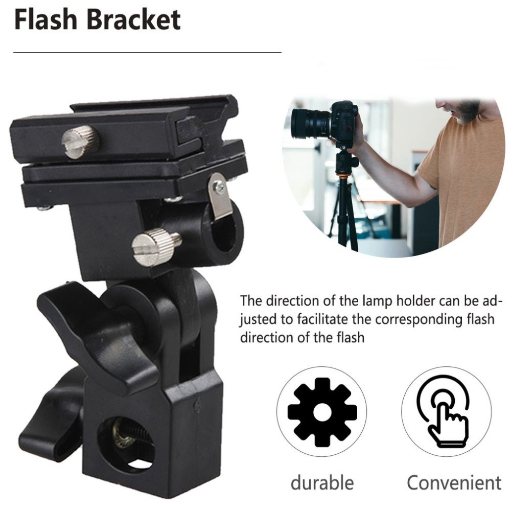 B Type Swivel Flash Hot Shoe Umbrella Holder Light Bracket Stand Mount Adapter for Studio Light-6