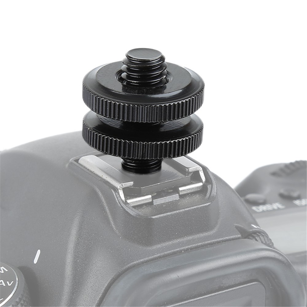 1/4 inch Flash Hot Shoe Mount Adapter to Tripod Screw Converter with Double Nuts for DSLR Camera-7