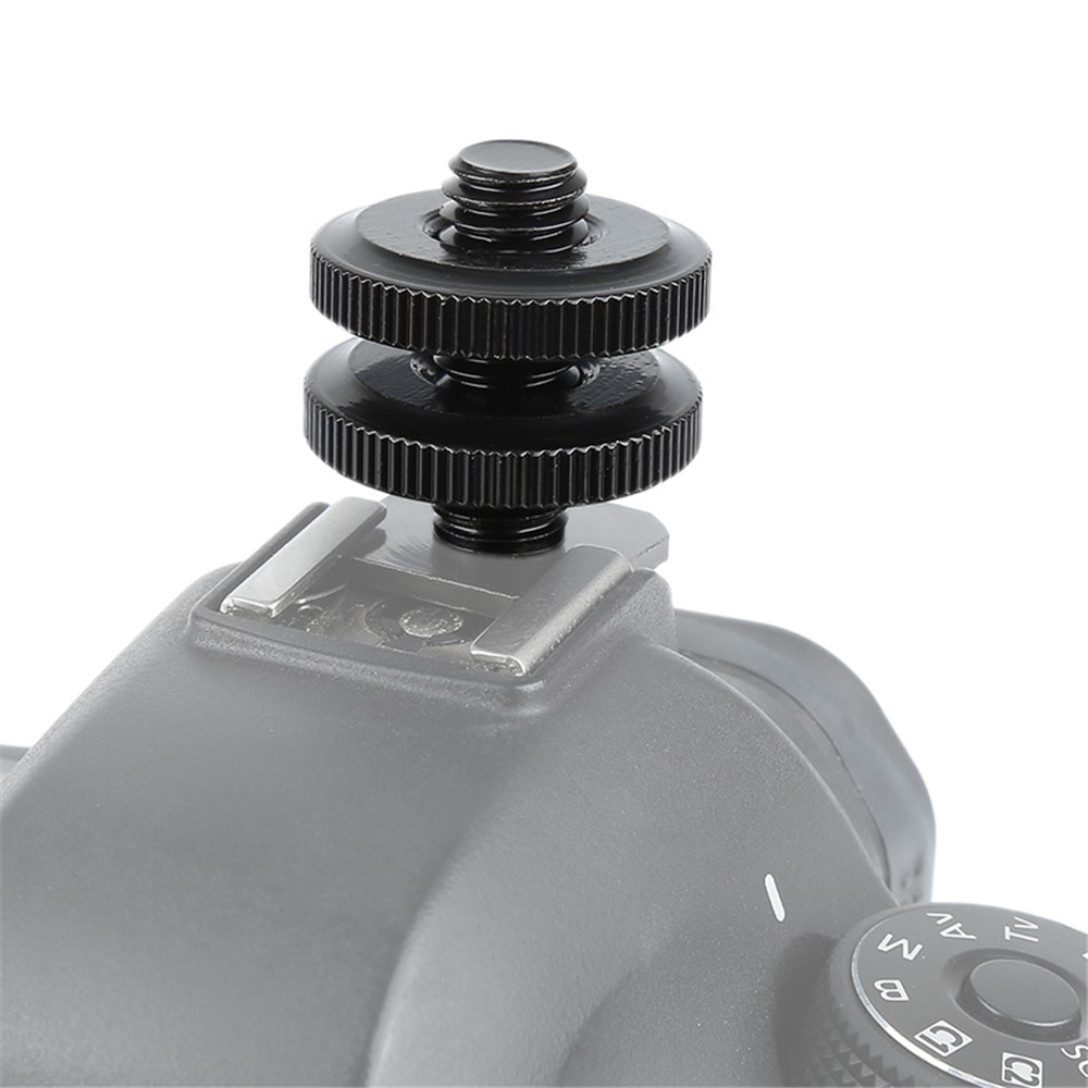 1/4 inch Flash Hot Shoe Mount Adapter to Tripod Screw Converter with Double Nuts for DSLR Camera-8