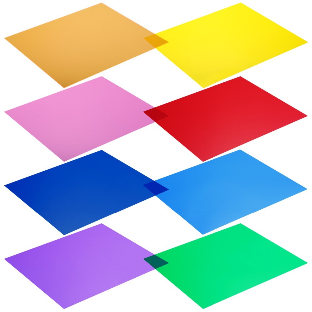 8 Sets Gel Sheet Transparent Color Correction Light Gel Filter Card for Photography Flashlights-1