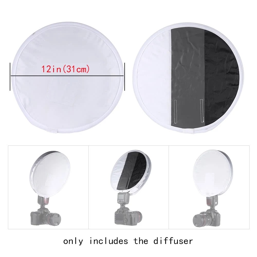 2 in 1 Grey Card Diffuser Softbox 30cm Foldable Speedlite Flash Light White Balance Soft Box-6