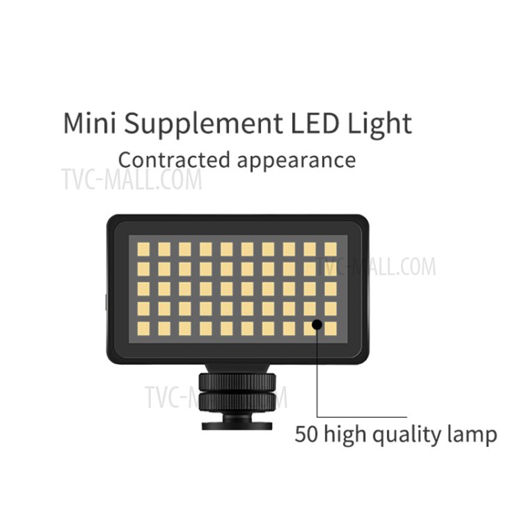 TELESIN Portable Vlog Fill LED Light Cold Shoe Mini Video Light with Color Filter-3