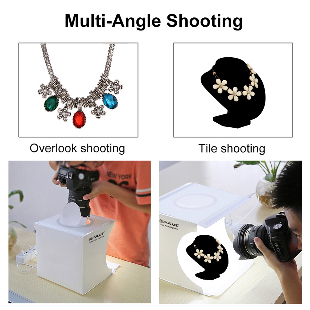 PULUZ PU5023 Portable 24x23x22cm Mini LED Ring Light Box 3 Color Temperature Photo Studio Photography Light Shooting Softbox with 6 Color Backdrops-10