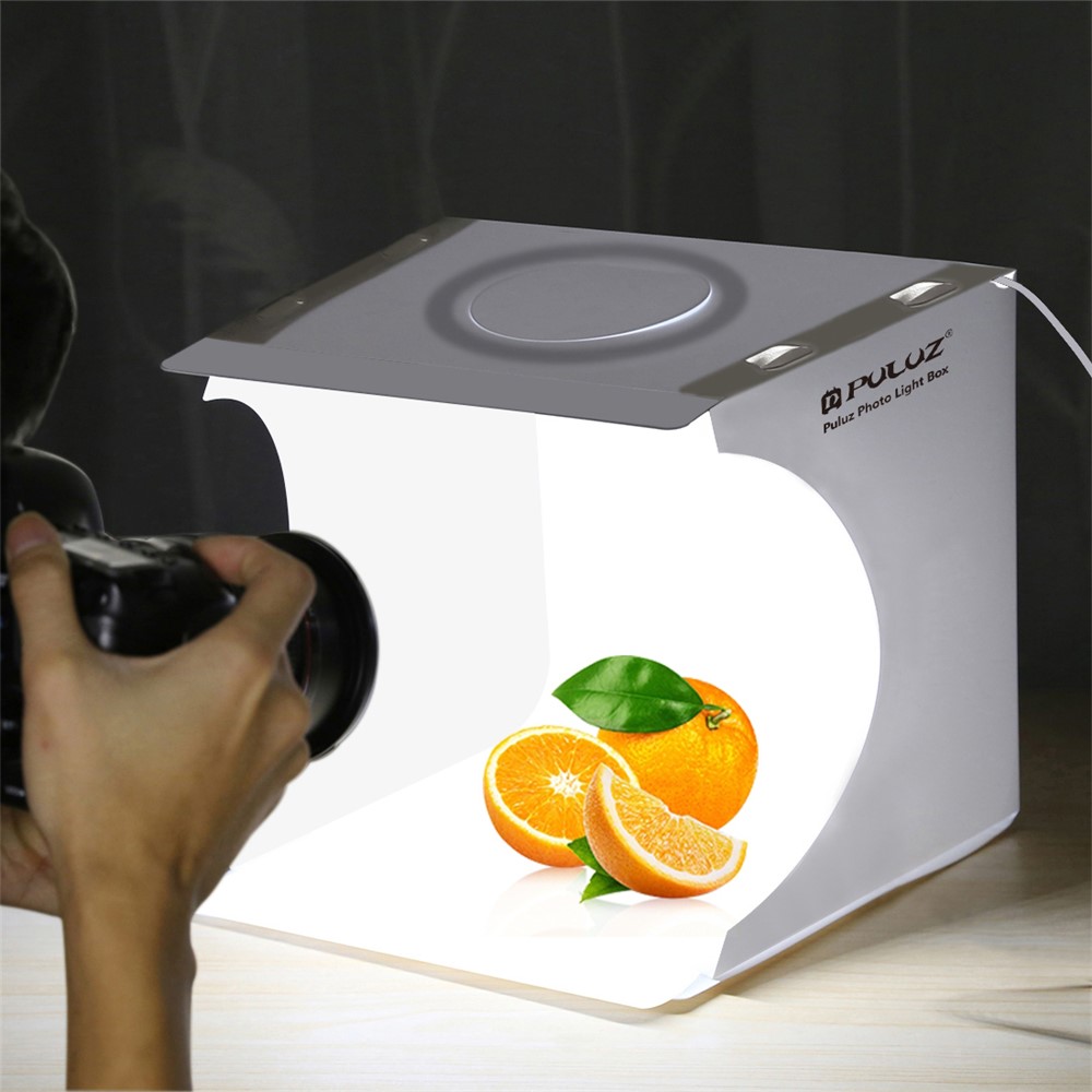 PULUZ PU5023 Portable 24x23x22cm Mini LED Ring Light Box 3 Color Temperature Photo Studio Photography Light Shooting Softbox with 6 Color Backdrops-13