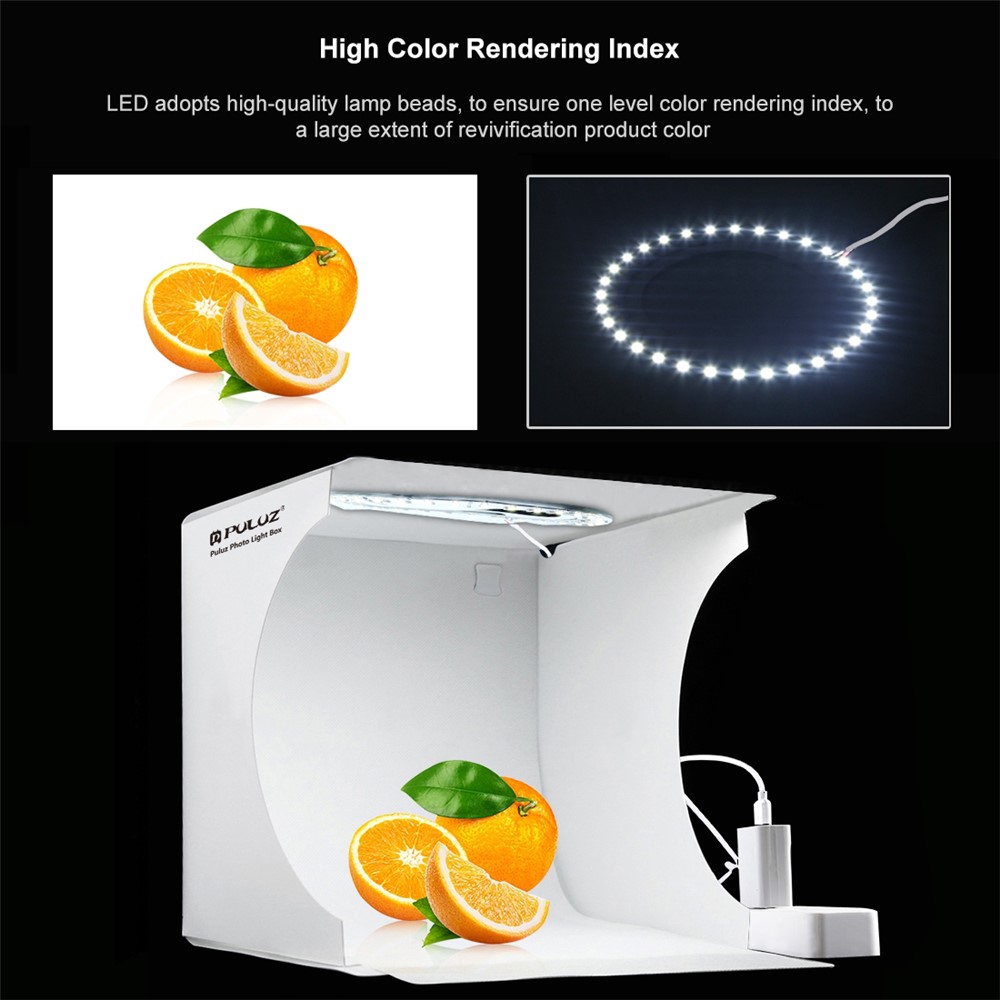 PULUZ PU5023 Portable 24x23x22cm Mini LED Ring Light Box 3 Color Temperature Photo Studio Photography Light Shooting Softbox with 6 Color Backdrops-5