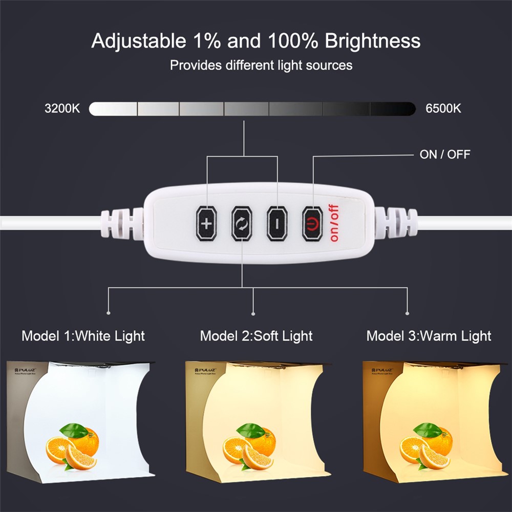 PULUZ PU5023 Portable 24x23x22cm Mini LED Ring Light Box 3 Color Temperature Photo Studio Photography Light Shooting Softbox with 6 Color Backdrops-6