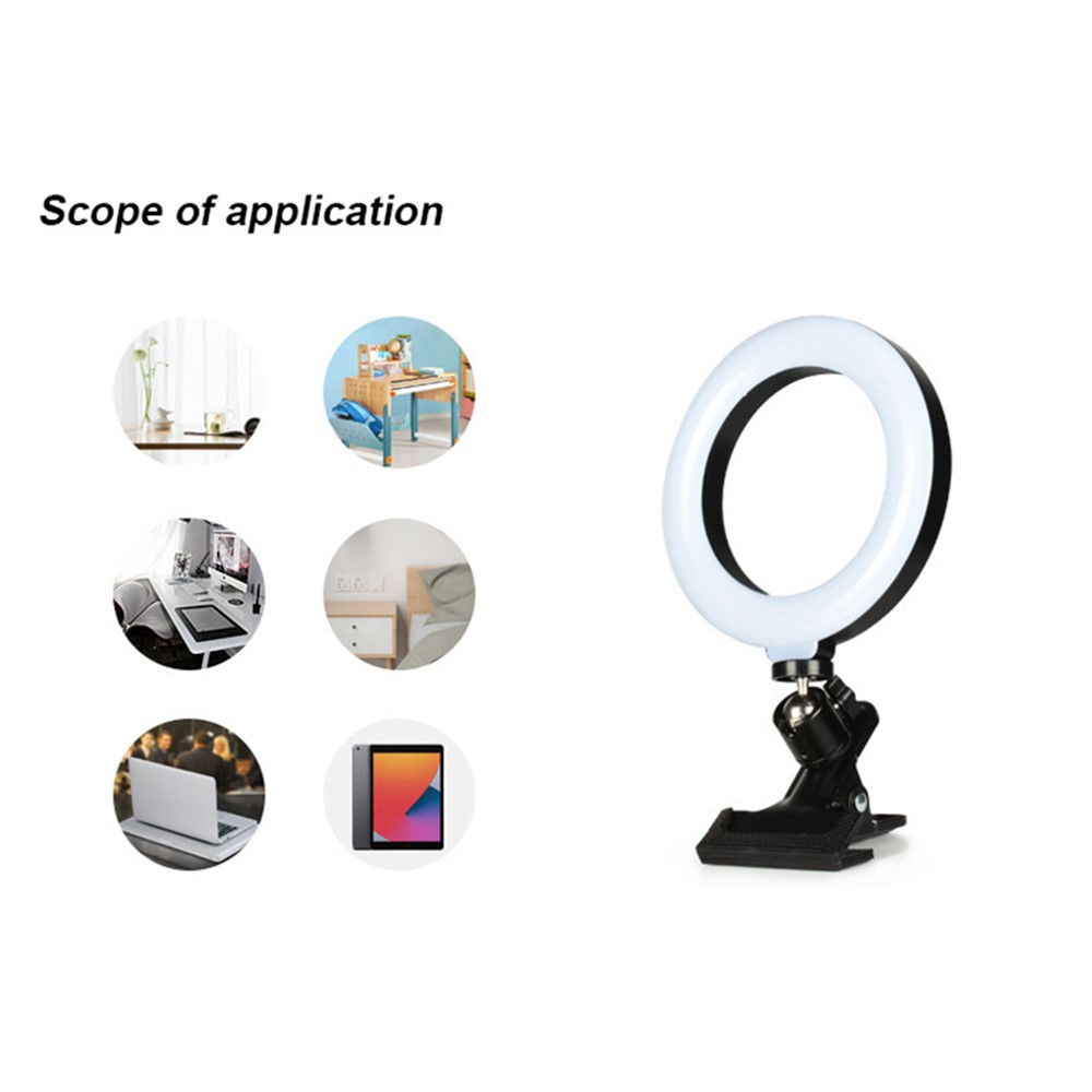 6 Inch RGB LED Video Light 360-degree Rotating Selfie Ring Light Desktop Live-stream Photography Fill Lamp with Clamp-7