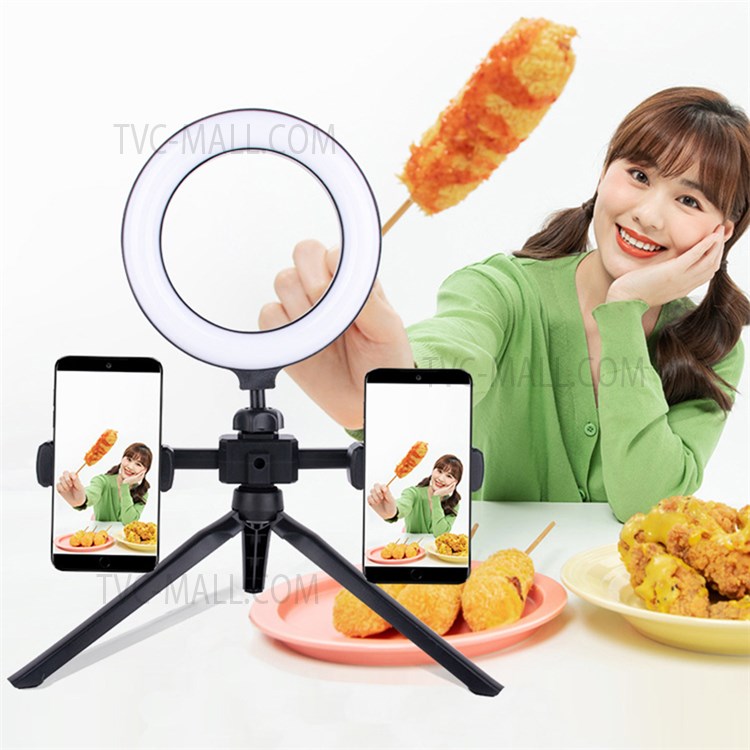 10 inch USB Ring Light Video Recording Live Streaming Fill Light with Tripod Dual Phone Clip-2
