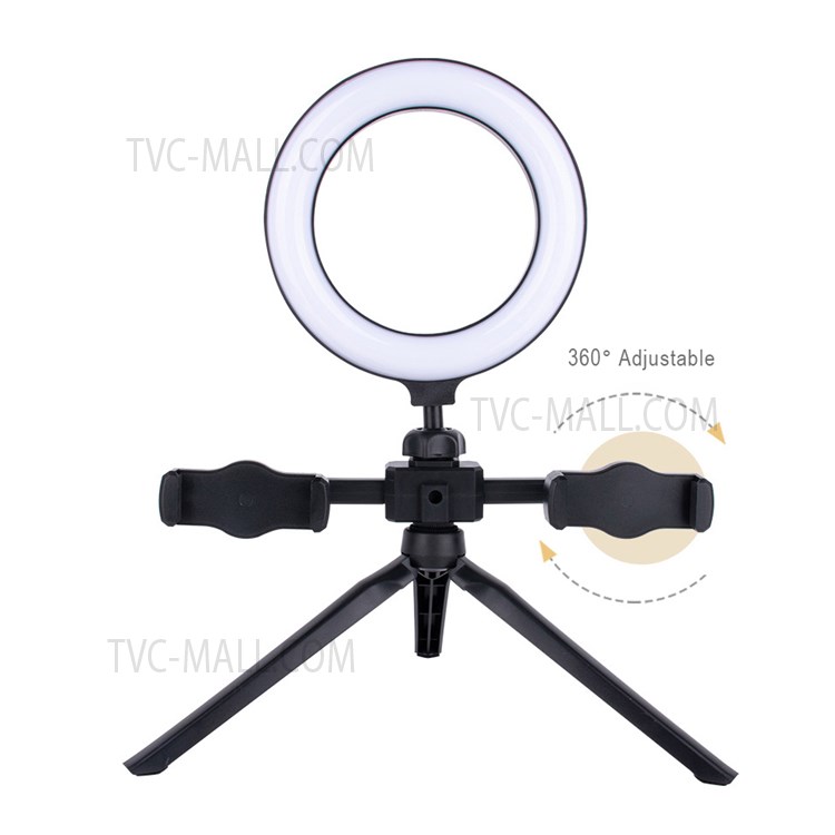 10 inch USB Ring Light Video Recording Live Streaming Fill Light with Tripod Dual Phone Clip-5
