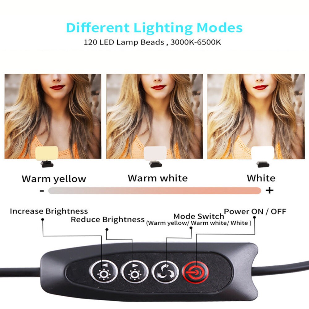 JSK-B1 Computer Laptop Clamp Lamp Live Broadcast Video Conference Dimmable USB Fill Light-3