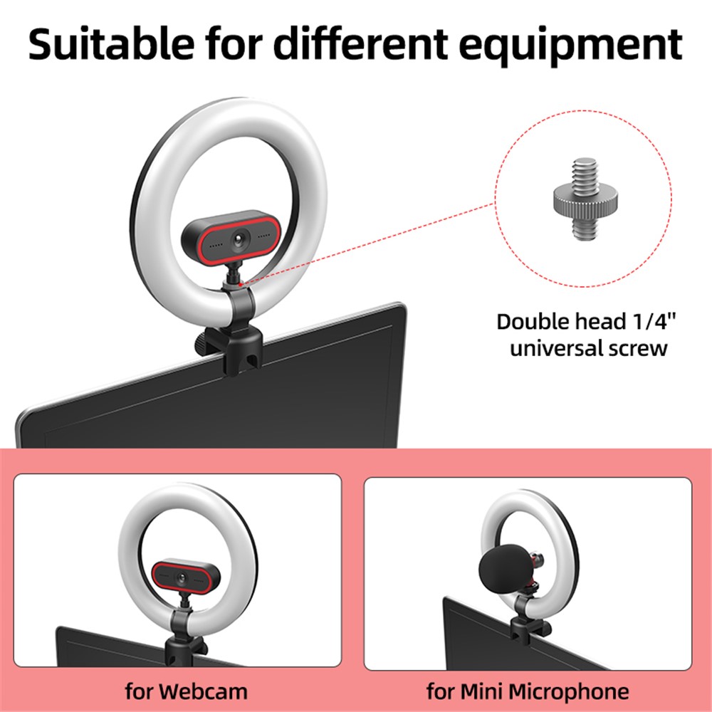 WONEW FL03 6 Inch 360-degree Rotating Ring Light Desktop Laptops Video Conference Fill Light Live-stream Photography Light with Tripod-6