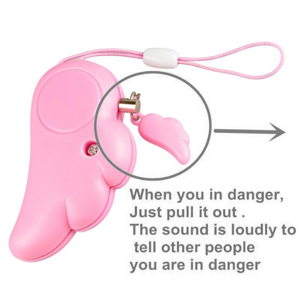Angel Wing Design Personal Protection Girl Women Security Alarm Device 90dB Loud Sound Self Defense Supplies Emergency Alarm - Black-3