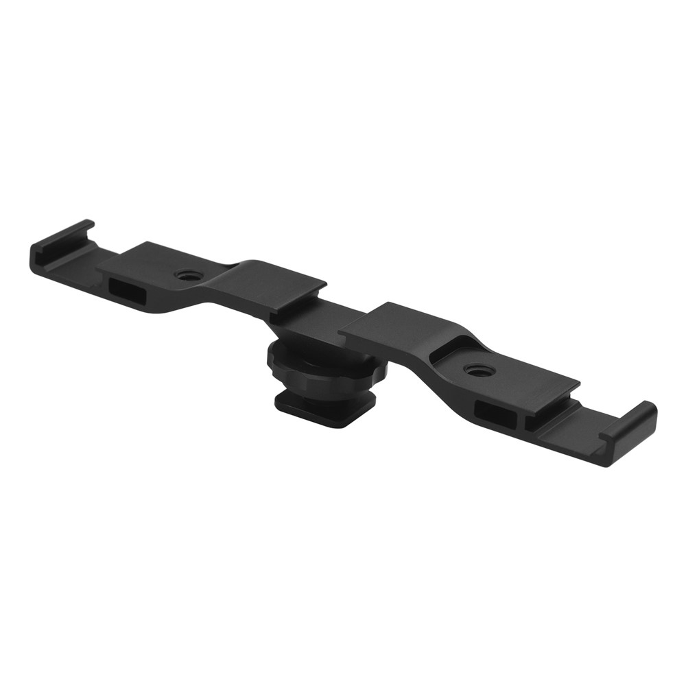 Triple Cold Shoe Extension Bar Universal Cold Shoe Mount Bracket Plate Adapter with 1/4 Screw Hole for Microphone/Video Recording/Live Stream-3