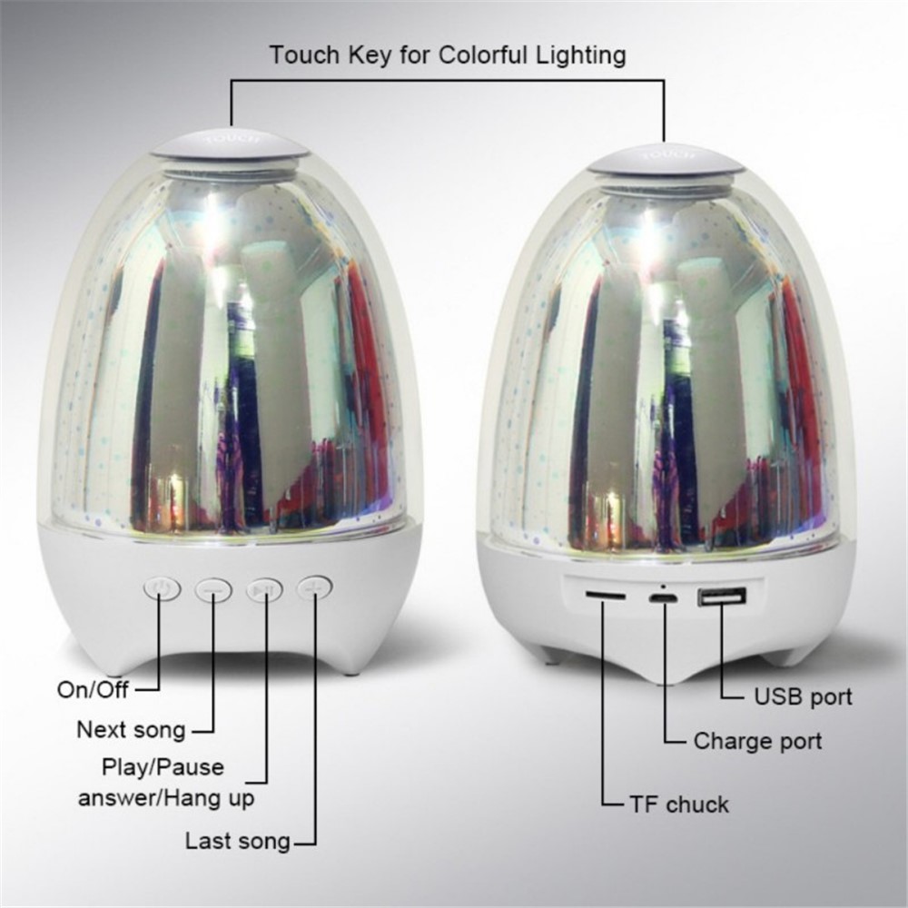 Falante K2 Bluetooth Luz LED Colorido USB Lâmpada Romântico Recarregável-5