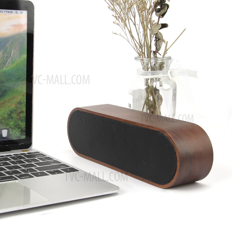 Wooden Bluetooth Speaker Wireless Stereo Bluetooth Speaker - Walnut with Iron Mesh-4
