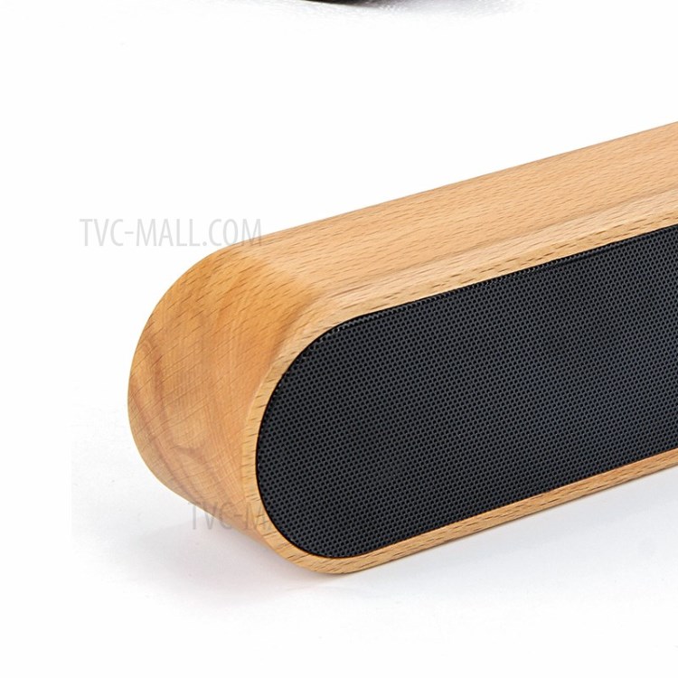 Wooden Bluetooth Speaker Wireless Stereo Bluetooth Speaker - Beech with Iron Mesh-2