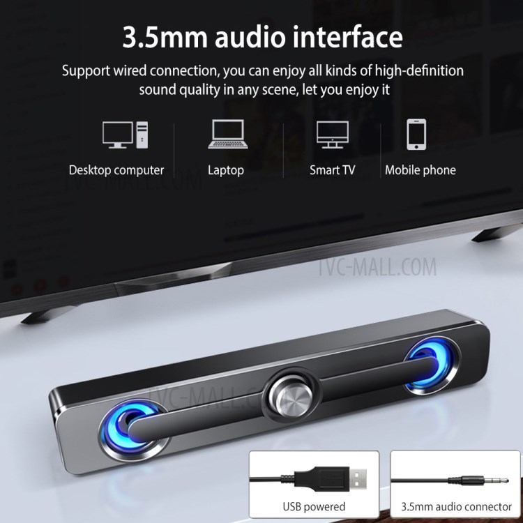 Caixa De Som Mini-dupla Graves Dos Altifalantes Computador 9D Estéreo Portátil USB-4