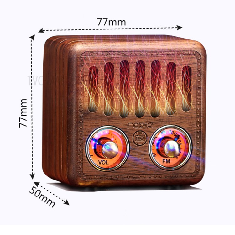 R908 Mini Bluetooth Speaker Retro Wooden FM Radio Bass Enhancement Loud Volume MP3 Player - Cherry Wood-3