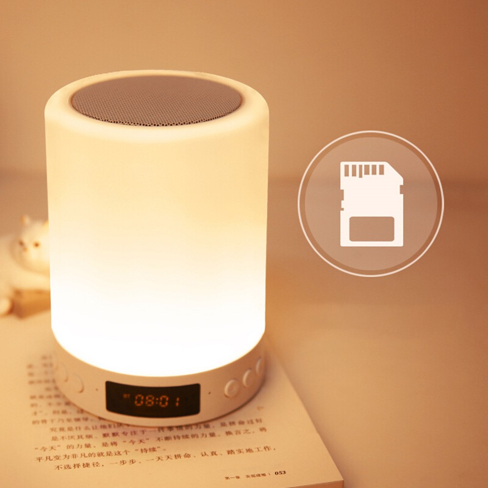 S66 Touch Control Wireless Cylinder Colorful Night Light Bluetooth Speaker Alarm Clock Desk Decoration-4