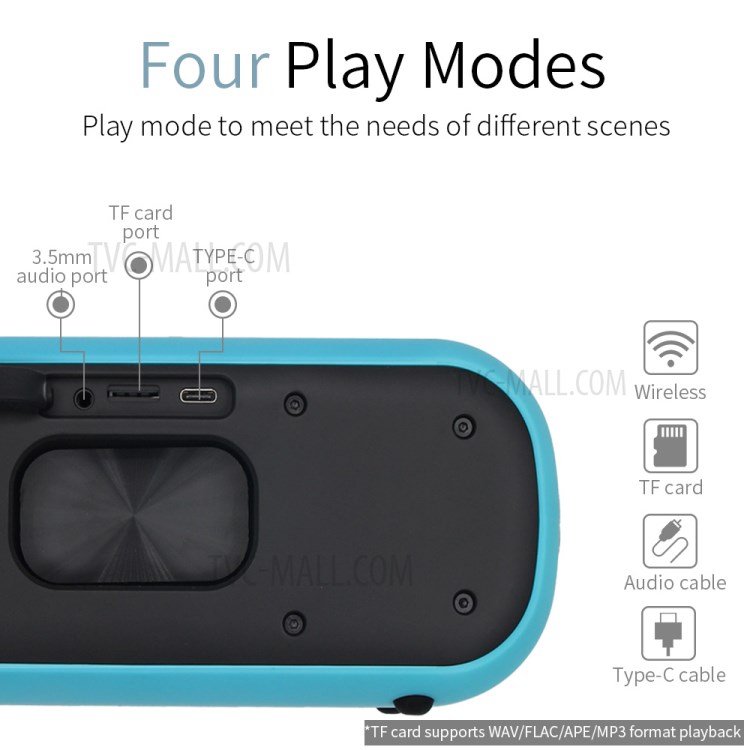 LEMONDA SMART T5PRO Retro 40W Subwoofer Bluetooth Speaker TWS Stereo Loudspeaker Support Aux/TF/Type-C - Green-6
