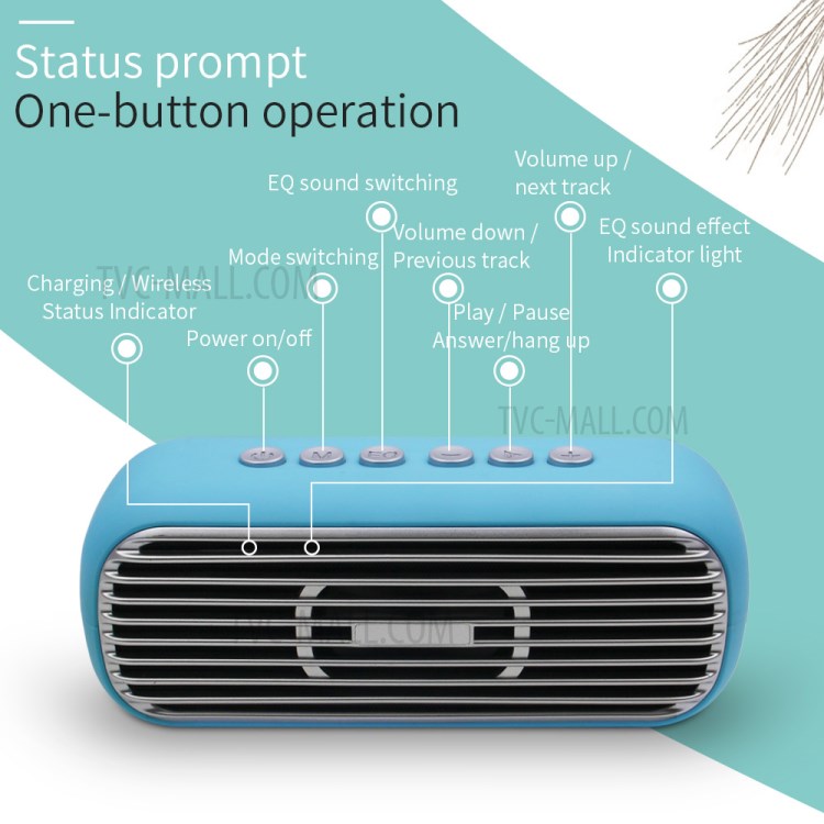 LEMONDA SMART T5PRO Retro 40W Subwoofer Bluetooth Speaker TWS Stereo Loudspeaker Support Aux/TF/Type-C - Green-8