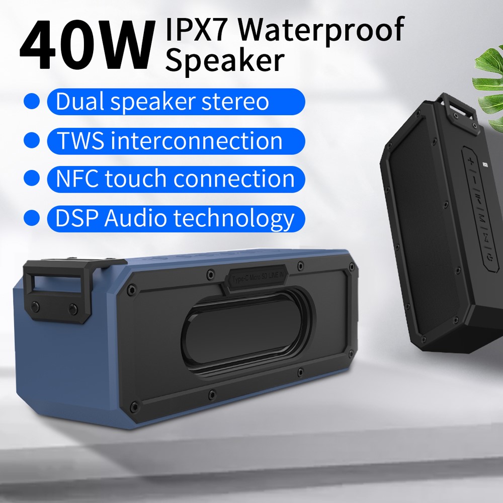 LEMONDA SMART X3Pro-N 40W Bluetooth Speaker Outdoor IPX7 Waterproof NFC Wireless Loudspeaker Music Player - Blue-2