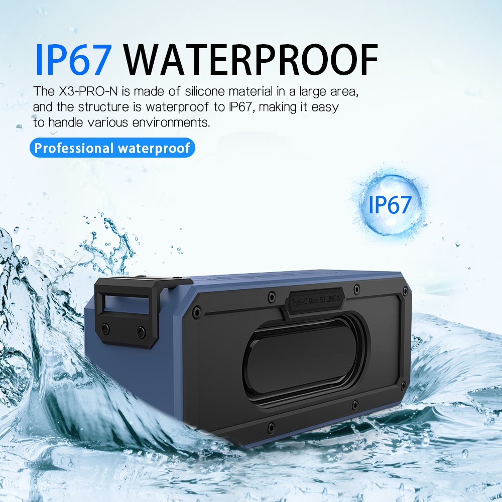 LEMONDA SMART X3Pro-N 40W Bluetooth Speaker Outdoor IPX7 Waterproof NFC Wireless Loudspeaker Music Player - Blue-7