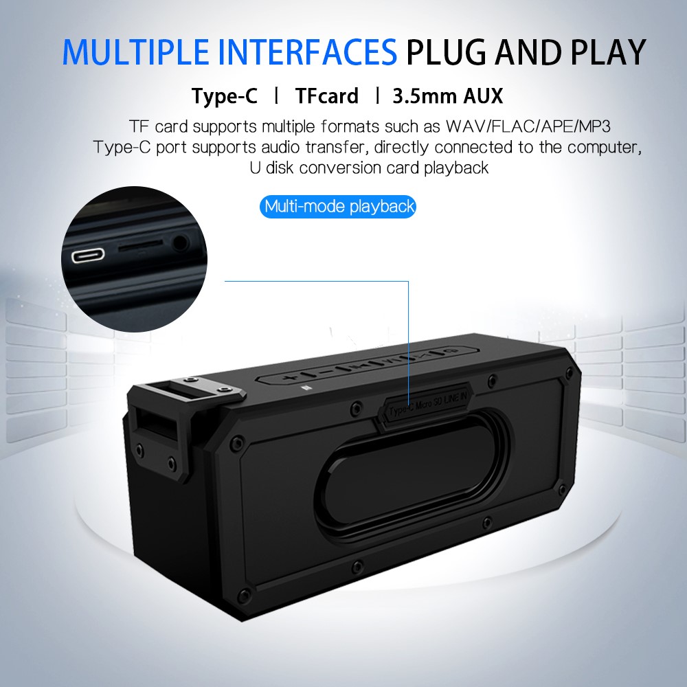 LEMONDA SMART X3Pro-N 40W Bluetooth Speaker Outdoor IPX7 Waterproof NFC Wireless Loudspeaker Music Player - Blue-8