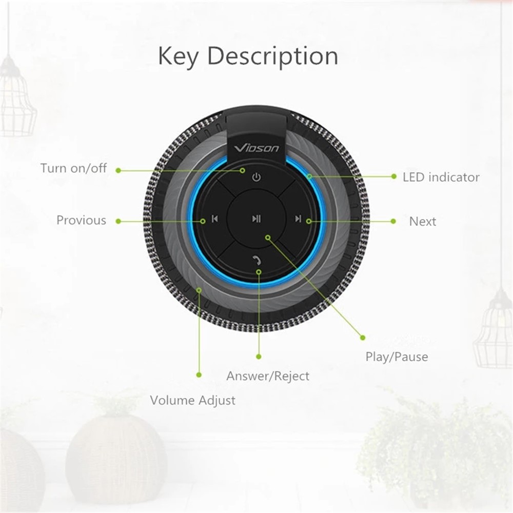 W-KING x6s 20W Portable Outdoor Waterproof Stereo DSP Cylinder Shape Bluetooth Speaker Phone Laptop Subwoofer (CE Certificated) - Black-6