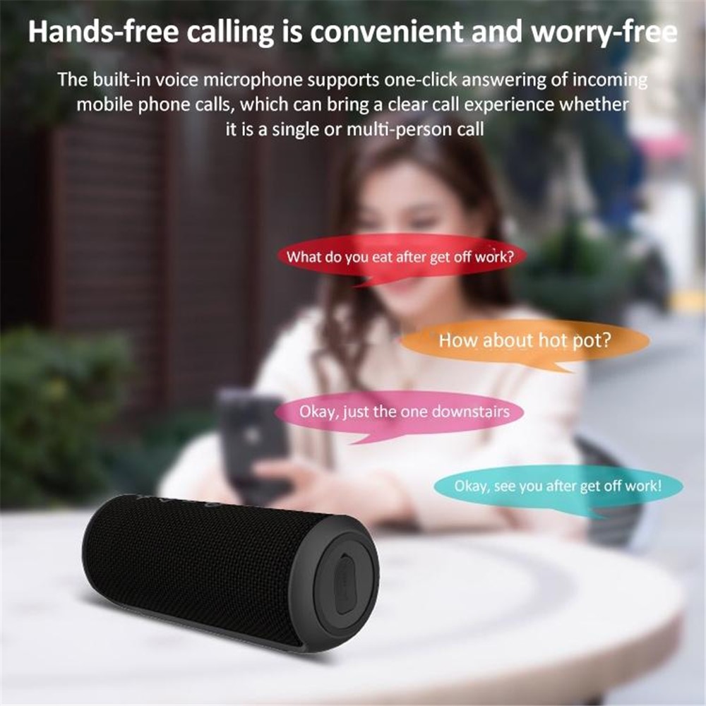 W-KING x6s 20W Portable Outdoor Waterproof Stereo DSP Cylinder Shape Bluetooth Speaker Phone Laptop Subwoofer (CE Certificated) - Black-9