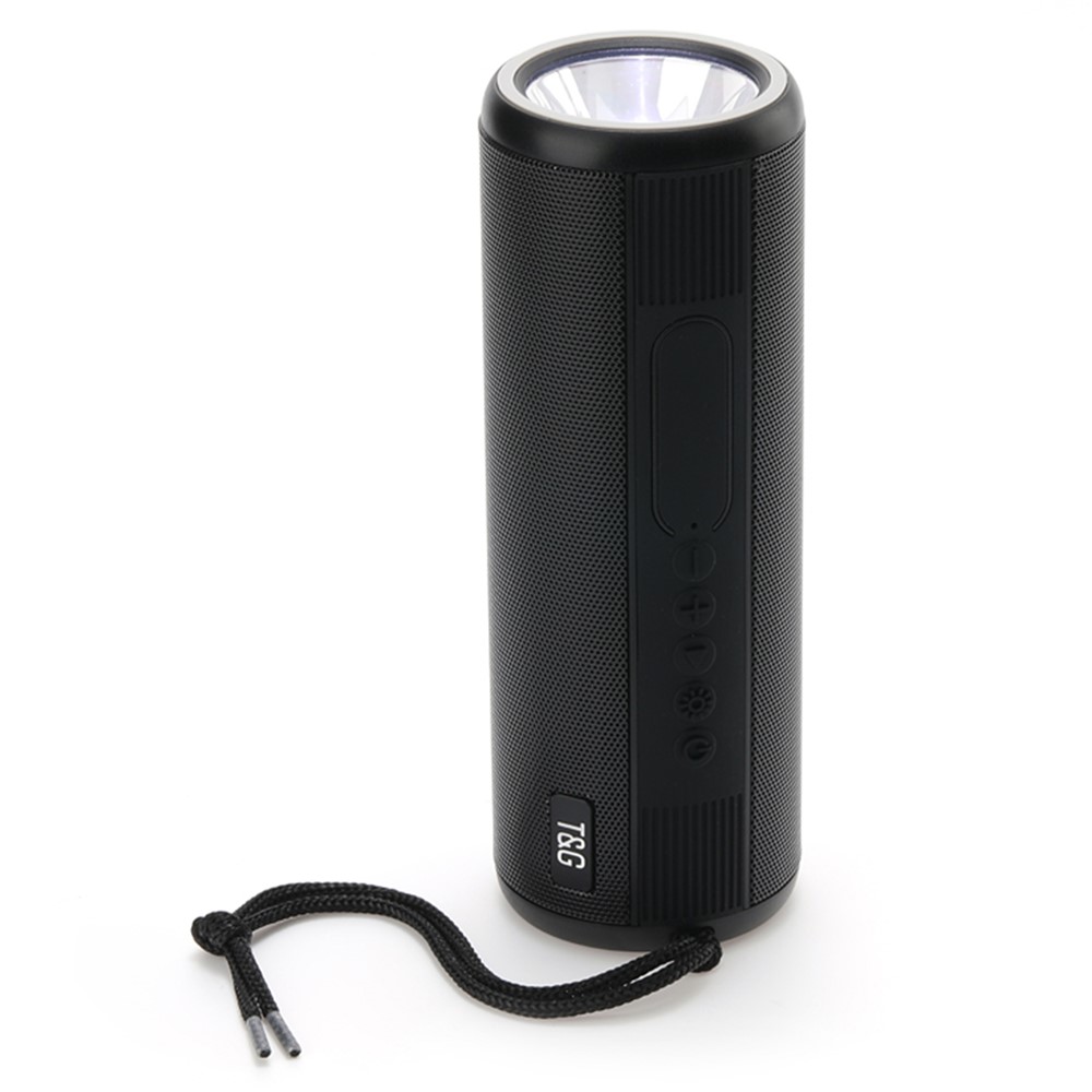T&G TG635 Bluetooth Music Woofer Waterproof Portable Outdoor Wireless Speaker with LED Flashlight Support TF Card FM Radio Aux Input (CE) - Black-2
