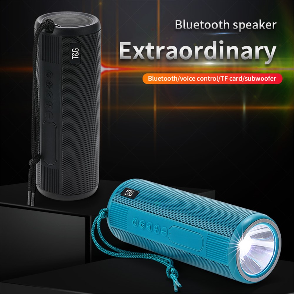 T&G TG635 Bluetooth Music Woofer Waterproof Portable Outdoor Wireless Speaker with LED Flashlight Support TF Card FM Radio Aux Input (CE) - Black-3